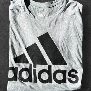 Adidas T-shirt, gray athletic, crewneck, short sleeve.  Men's XL
